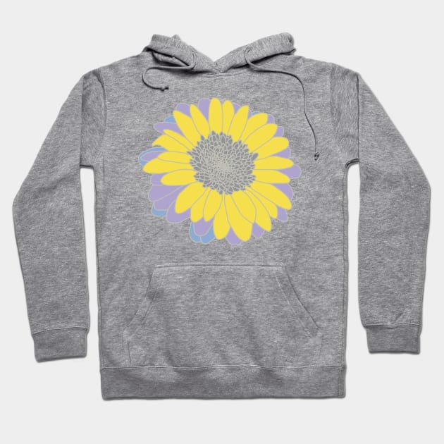 Yellow and Gray Flower Drawing Hoodie by ellenhenryart